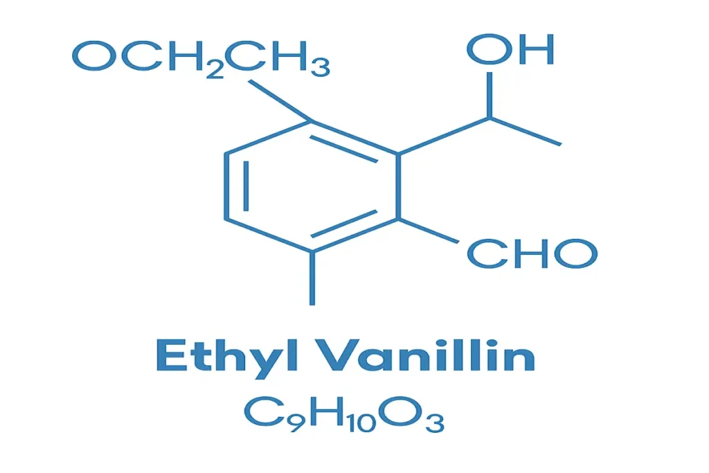 Ethyl Vanillin molecular structure and formula C9H10O3