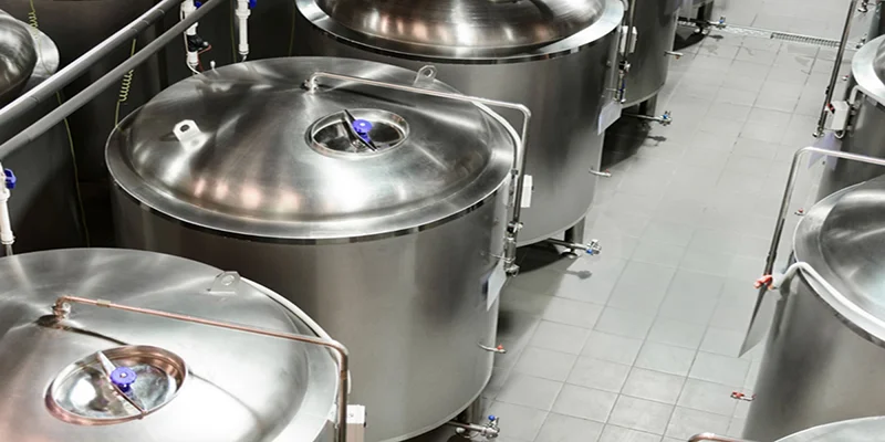 Stainless steel tanks in food ingredient manufacturing facility