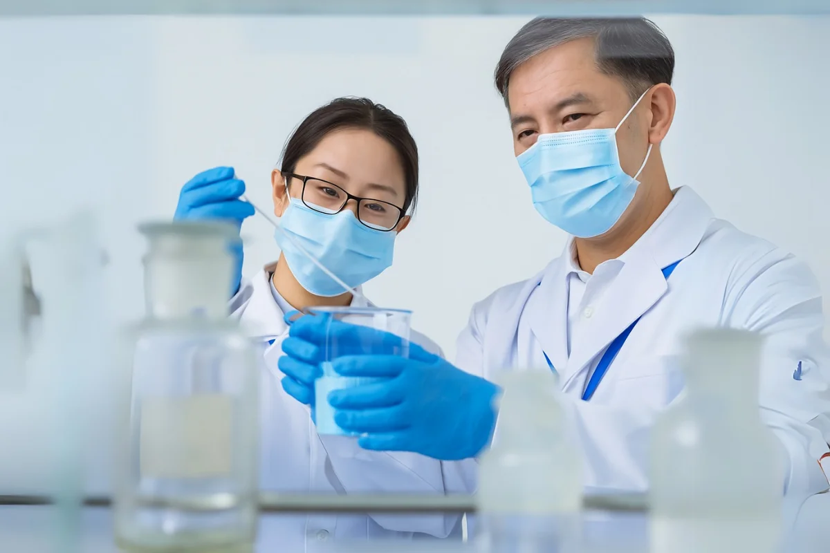 Laboratory scientists conducting quality testing for high-purity catalysts and fine chemicals at TUODA